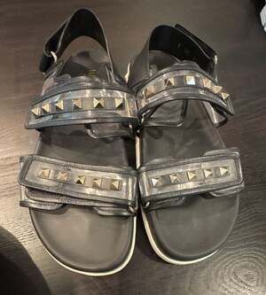 Valentino Garavani Black Leather Transparent PVC Rockstud Platform Sandals 41.5